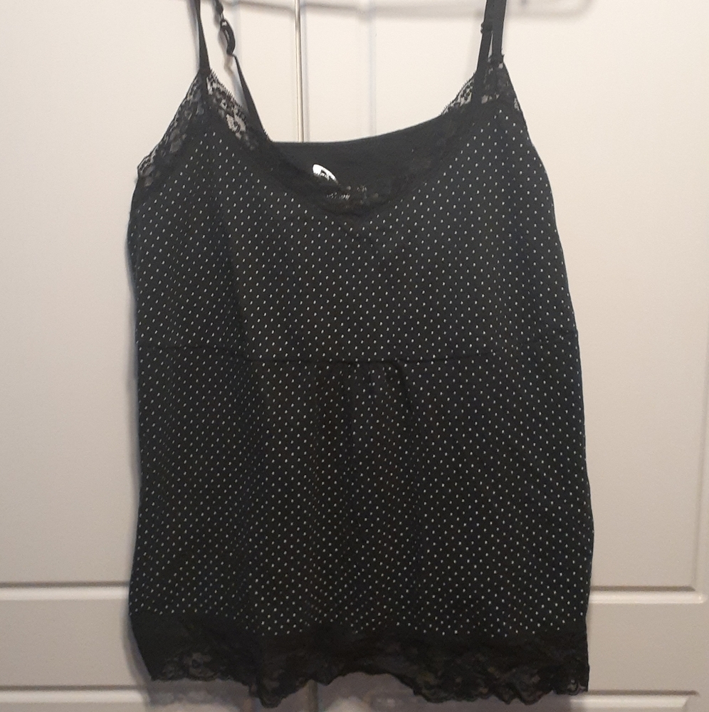 Polka Dot Tank With Lace Trim